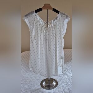 LC Lauren Conrad White Patterned Blouse